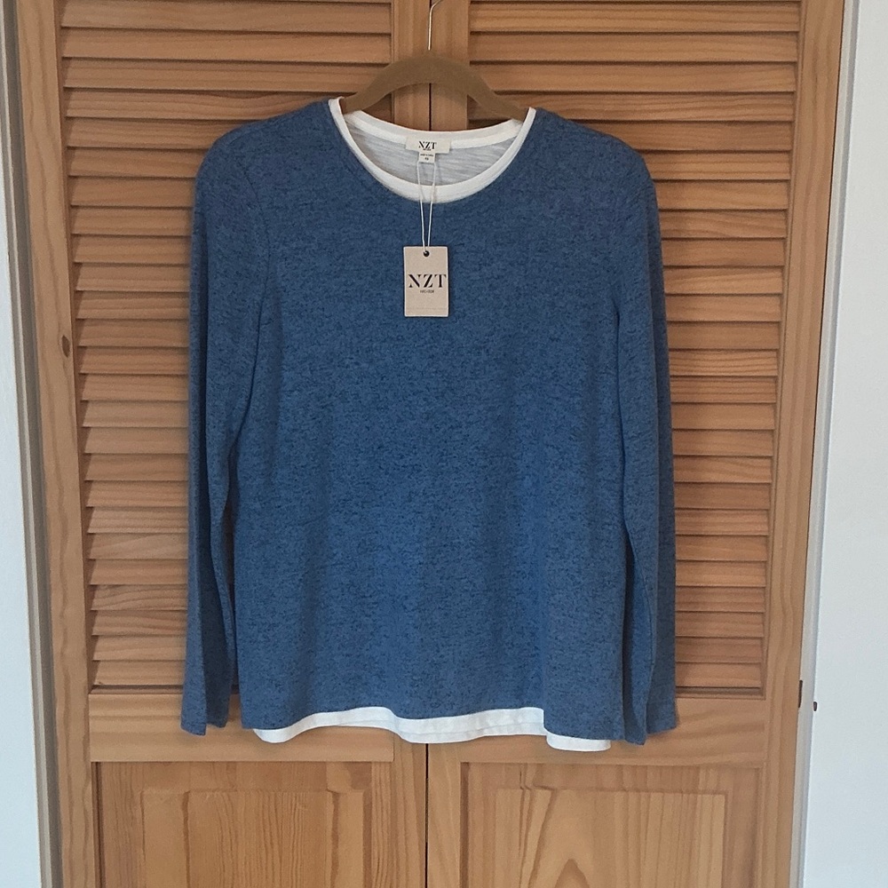 NZT Blue Long Sleeve sweater with White Trim